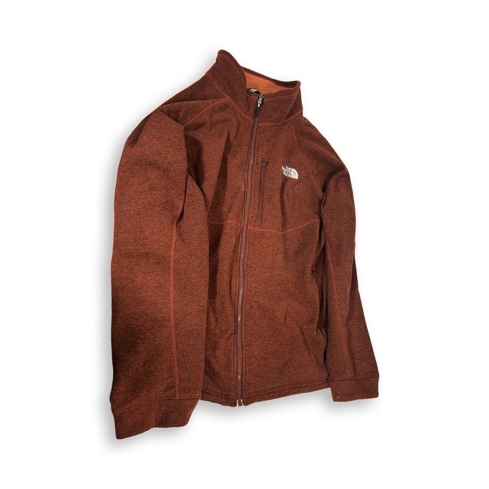 Men's M The North Face Gordon Lyons Sweater  Heather Rust Red Fleece Jacket Logo - Picture 2 of 16